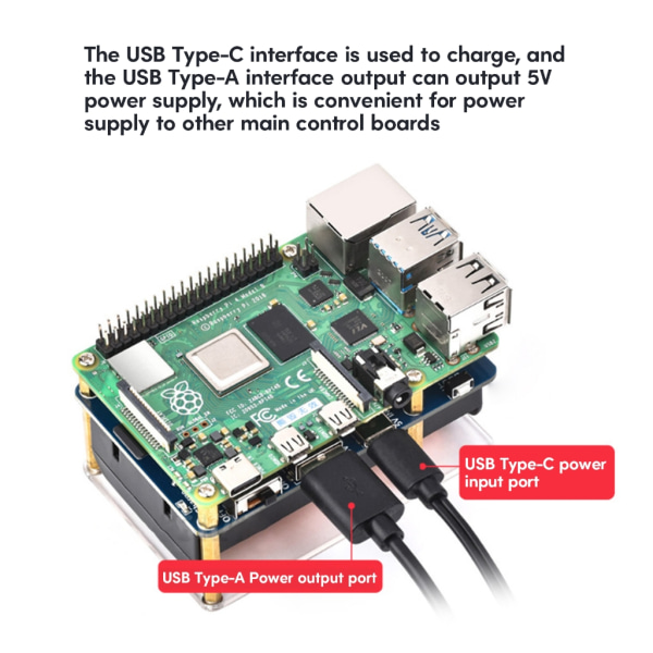 Avbrottsfri UPS-HAT för Raspberry 3/3B+ Board Power Batteriövervakning Realtidsladdning och power