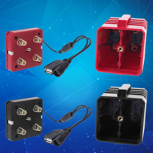 Bärbar batterilåda 18650 organizer för case med USB 5V för DC 16,8V power för cykel LED-ljus mobiltelefon Red