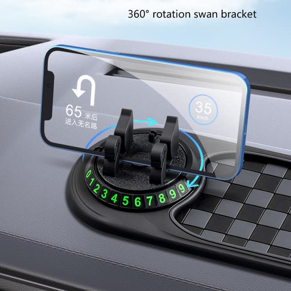ABS Universal Bilmonteringsstativ 360 Antiskli Base Nummerdisplay For Smarttelefoner