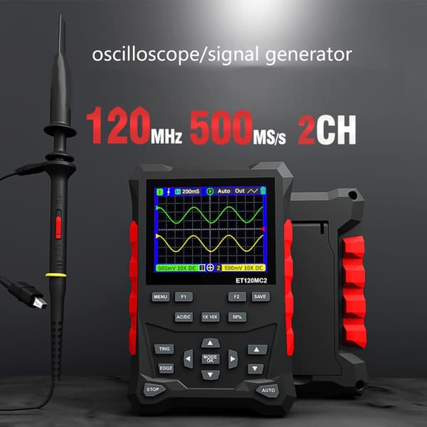 Digitalt oscilloskop 120M båndbredde 500MSa/s samplinghastighed bølgeformgenerator