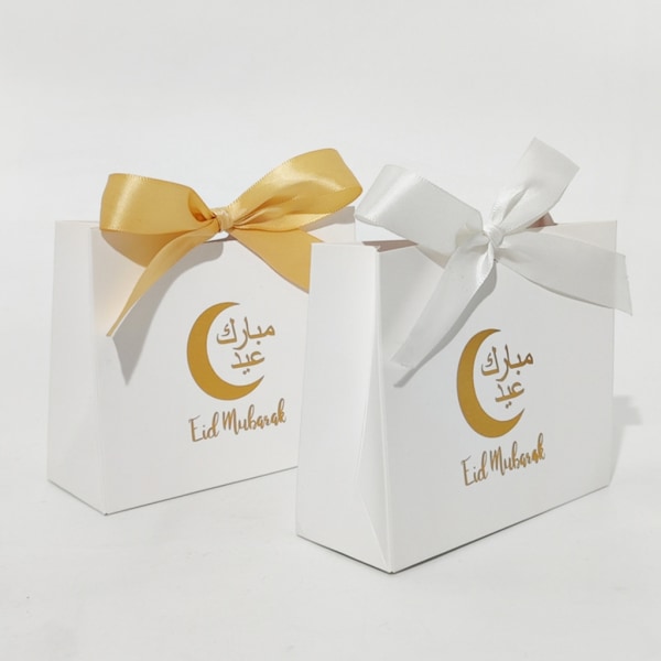 10 st Eid Mubarak godisask med band multifunktionshållare för barn flicka pojkar choklad gästfest Gold