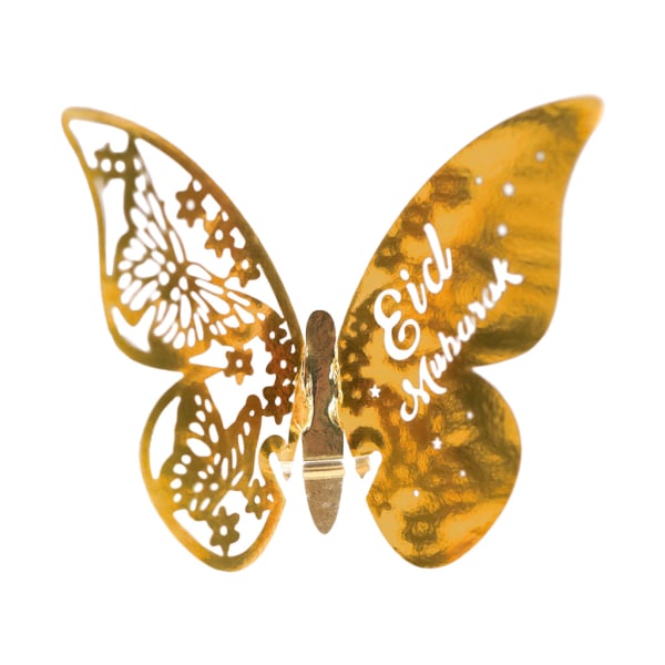 100 st 3D för fjäril Nummer Namn Papper Bordskort Vinglas Cup Kort Eid Mubarak Ramadan dekoration reflective gold
