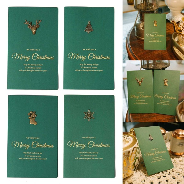 10 st/paket julhälsningskort Vintage gyllene mönster julkort tomt inuti Presenttillbehör till vän null - Christmas tree