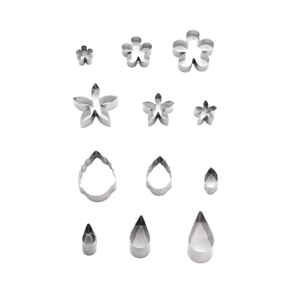 12 stk. blomsterformede kakeformer i rustfritt stål, mini kjeksutstikkere for baking