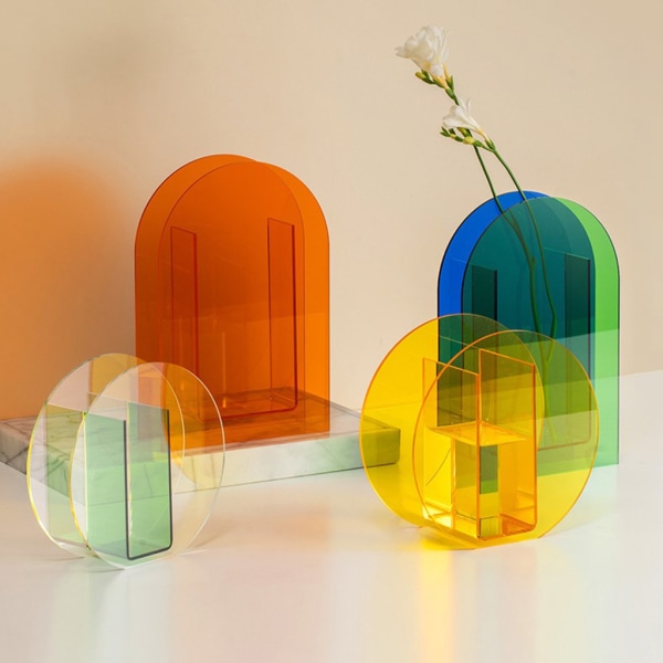 Geometrisk vas Akryldekoration för hemmakontor Sovrumsdesign Mjuk dekoration null - A