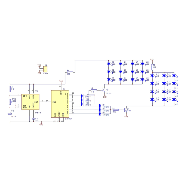 Elektroniska blinkljus Lödövningstavla LED NE555 CD4017 IC LED Elektroniska belysningssatser Röd Blå Dubbelfärg