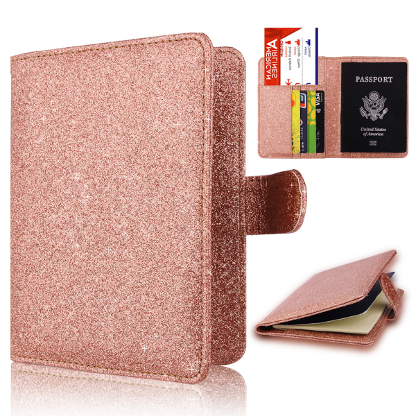 Glänsande passhållare plånbok RFID-blockering för case för pass cover fo Gold