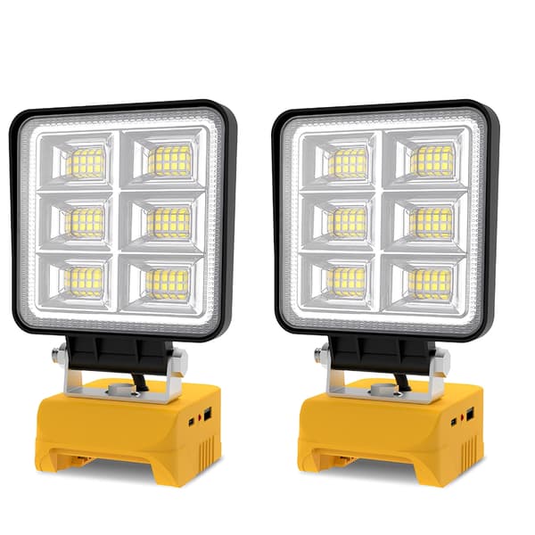 2 stk oppladbar LED-arbeidslampe bærbar justerbar base LED-flomlys