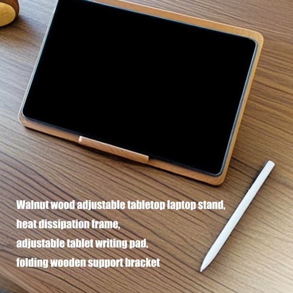 Justerbart valnøddetræ computerstativ ergonomisk foldbart stativ til bærbare computere og tablets