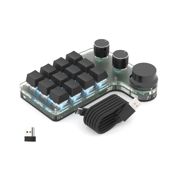 Programmering av makrotastatur RGB Custom Knob Keyboard 12/15 Taster 3-Knob 2/3 Modi Gaming Mini Keyboard Kopier Lim inn Hotswap