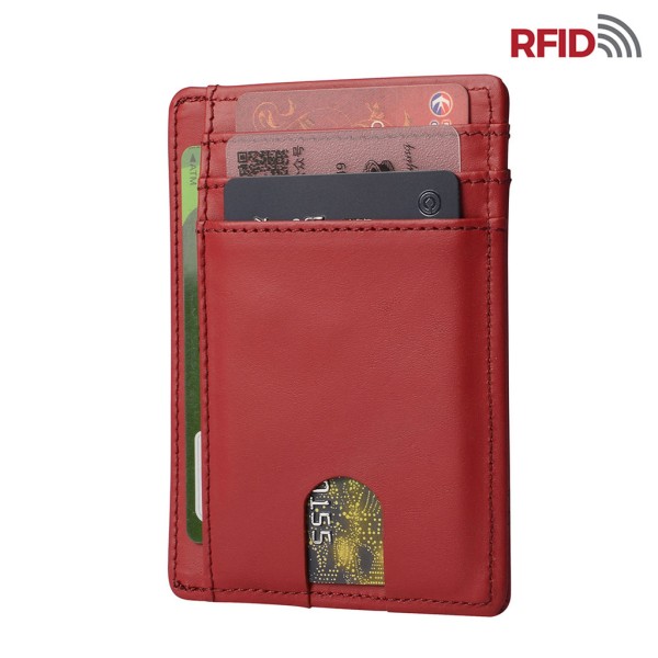 Smal minimalistisk frontficka RFID-blockerande läderplånböcker Present för män kvinnor Black 1