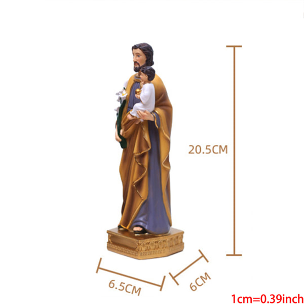 SaintJoseph Håller Baby Jesus Staty Religiösa figurer Resin Model Skulptur