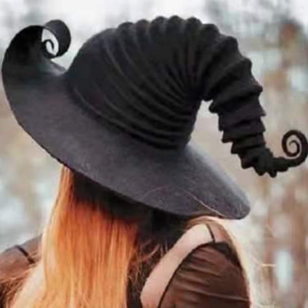 for Creative Large Ruched Halloween Witch Hat Vinklet Witch Hat Cosplay Party Pro