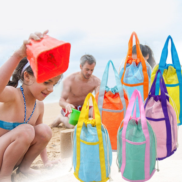 Mesh Beach Bag Sand Lekepose Seashells Storage Bag Bøtteveske med stor kapasitet 2