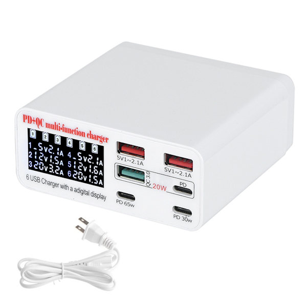 87W Quick Charge QC3.0 USB Opladerstationer LCD Display USB Oplader Telefon Tablet PD Hurtigoplader til mobiltelefoner