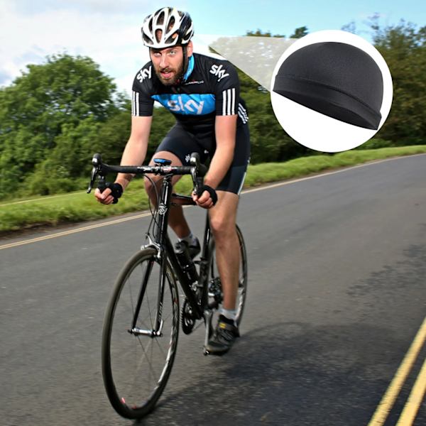 Unisex letvægts termisk hue øre cykelhjelm liner løbehue Black