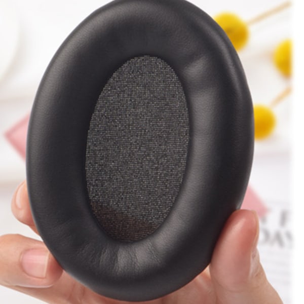 Öronkuddar i läder Kudde Öronkuddar Cover Hörselkåpor Ersättning för So-ny WH-1000XM3 Headset Protein Skin Black