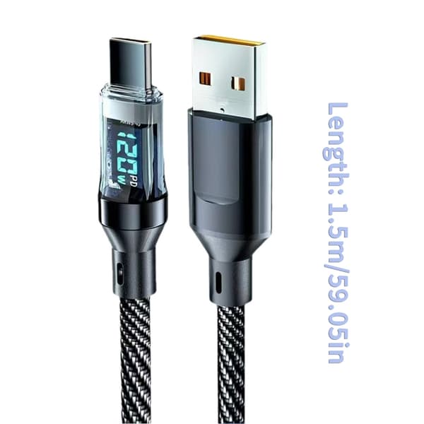 LED Digital Display 120W Type C til Type C Kabel 120W Hurtiglading