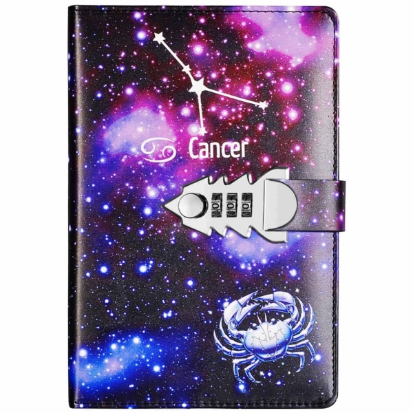 Constellation Writing Diary A5 Starry Lock Läder Digital Lösenord Notebook null - Cancer 