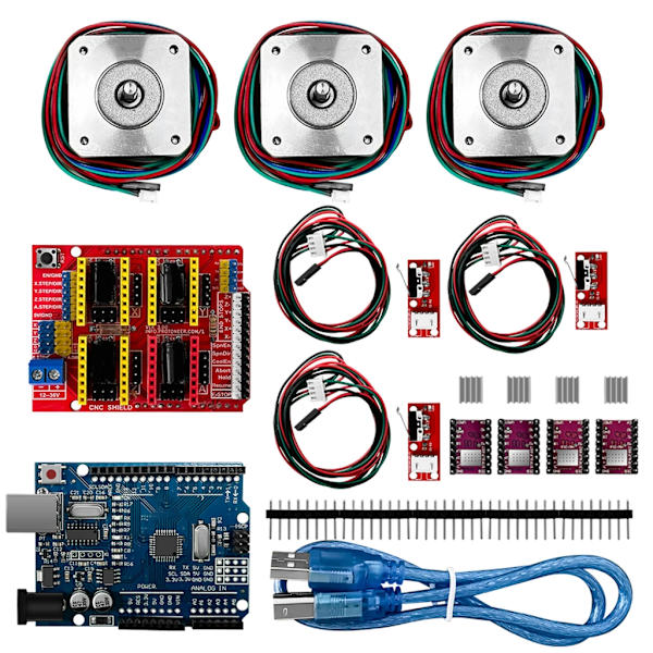 Nema17 Stegmotor 42 Motor+CNC Shield V3 Gravyrmaskin 3D-skrivardelar+ 3PCS A4988 Driver Expansion Board