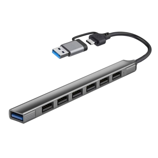 Alumiiniseoksesta valmistettu USB telakointiasema, nopea USB 3.0 Type C -keskitin, 7-porttinen jakaja