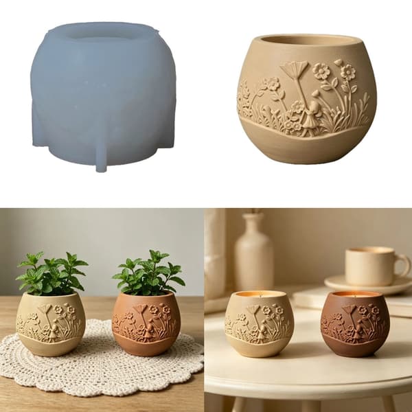 Solid silikonform ideell for å lage dekorative sementpotter