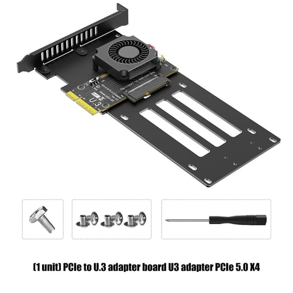 Højtydende U.3-adapterkort til PCIe 5.0 4X til NVMe SSD-forbindelse