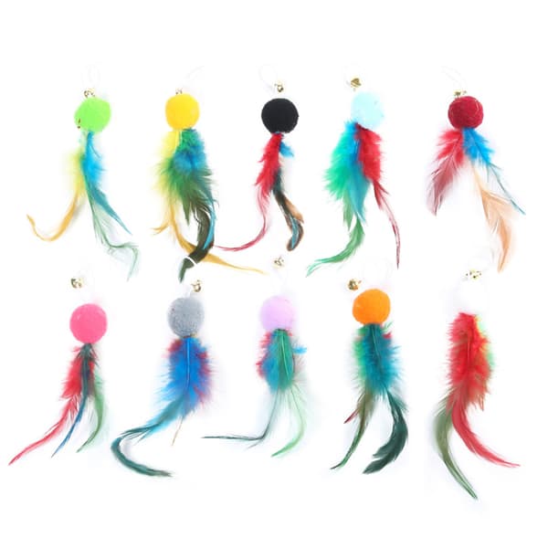10 stk fjererstatning med klokke til Interactive for Cat Toy Kitten Teasing T