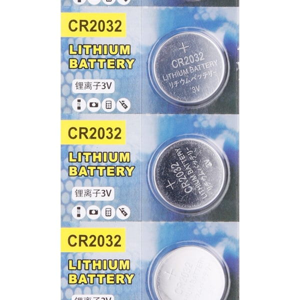 5-pack CR2032 litiummyntsbatteri 240mAh hög kapacitet med kraftfull 3V utgångsknappcell Lämplig för tuners Hållbar