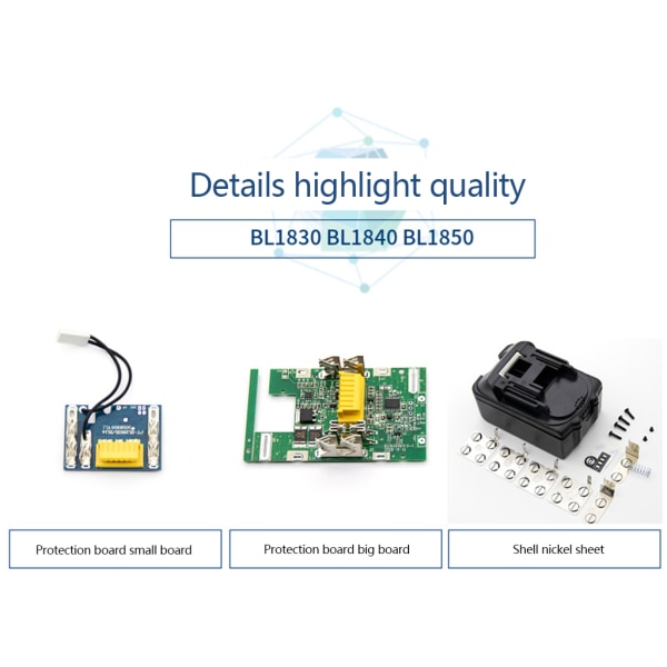 Klistermärke med hög hårdhet Etiketthus passar för BL1890 Li-ion-batteri för case för skydd Kretskort för skal null - Small board horizontal light