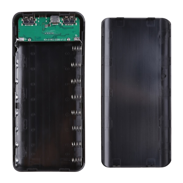 Dubbla USB Type-C 8x18650 batterier DIY Power Bank Box Hållare för case Snabbladdare för Shell för mobiltelefon Tablet PC A Black