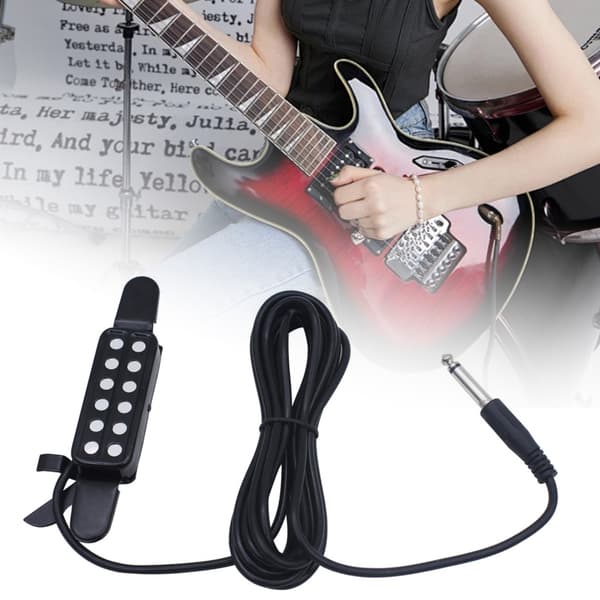Gitar Pickups 6 Hull Lydhull Transduser Forsterker med Kabel, 6.35mm Socket