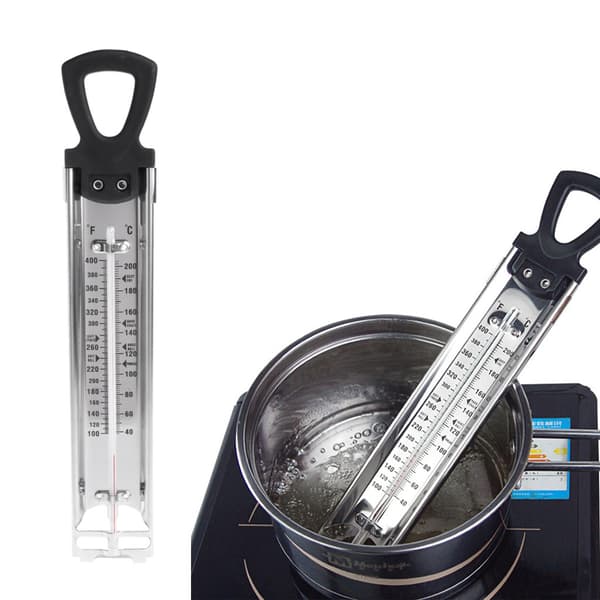 Madlavningstermometer i rustfrit stål, sliktermometer med hængekrog
