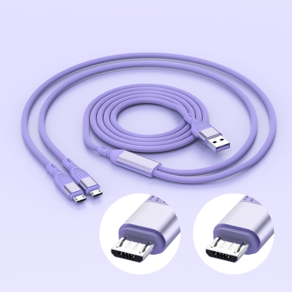 Multi USB C splitterkabel 2 i 1 snabbladdningssladd 5A med 2 typ-C MicroUSB-portar för telefoner surfplattor Purple - Android plus type c