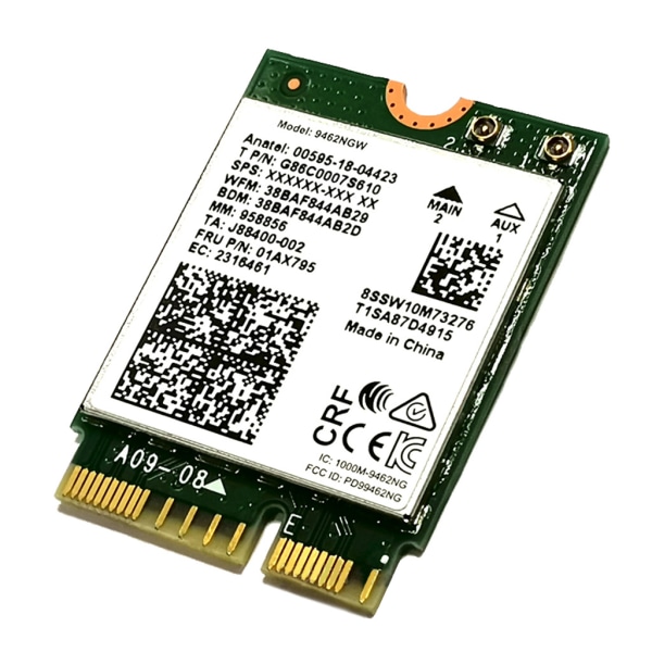 Wireless-AC Dual Band Wifi-kortadapter för Intel 9462NGW CNVI NGFF för M.2 för Key E med Bluetooth-kompatibel 5.0 för