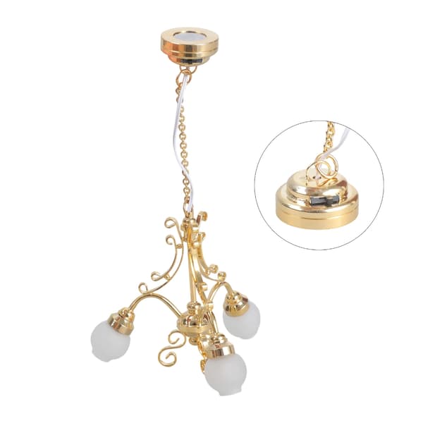 Lysekrone Miniature Loftlampe Model Dukkehus Rollespil Møblering