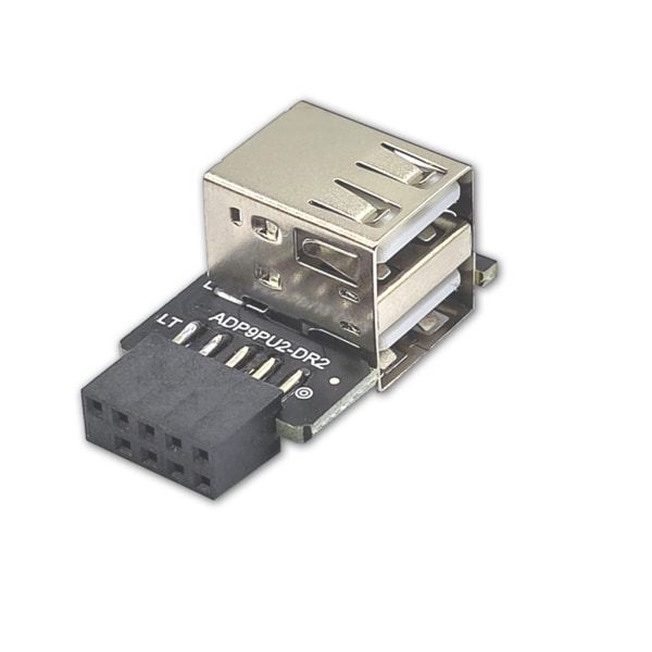 9Pin till 2 Port USB Adapter Connector Riser Internt moderkort 9pin hona Right