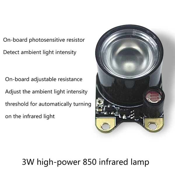 LED-ljus för RaspberryPi RPi 3B 4B-modul- 3W High Power 850 Night Vision Infraröd- Kamera LED Fill Lamp 1PC
