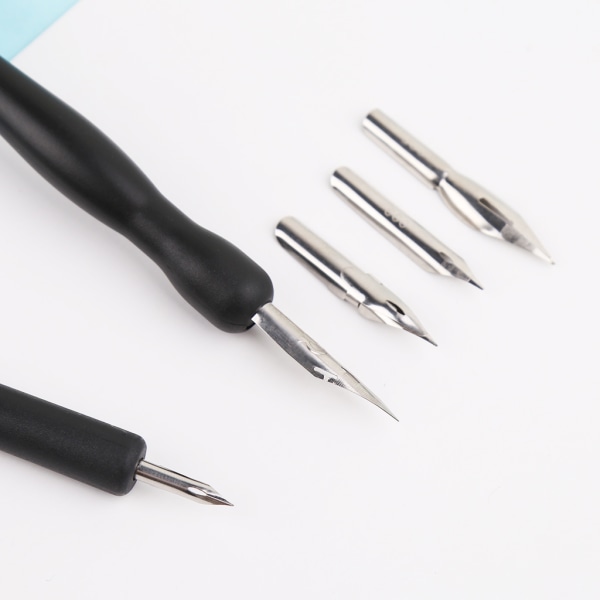 Manga Dip Pen Hållare Set Comic Ritning Målarverktyg Kit Kalligrafi + 5 Nibs Black