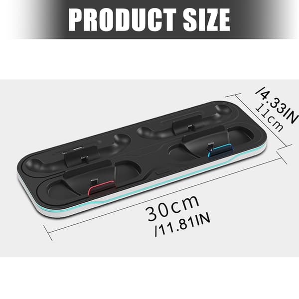Kontrollerladestasjon med lys, multifunksjonell for Switch2/1-konsoll
