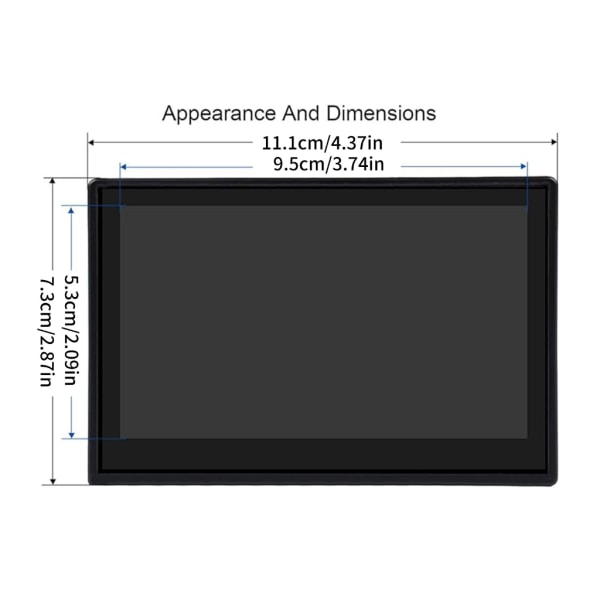4,3 tums kapacitiv skärm med case 800x480 högupplöst vid betraktningsvinkel för RaspberryPi4B