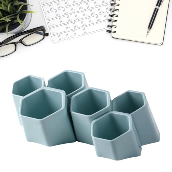 Sned pennhållare 6 fack Blyertskopp Målarpensel Organizer för sovrum Blue - Rounded corners