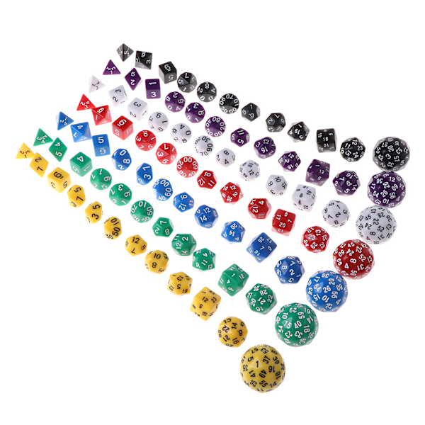 12 st/set flersidig polyhedral tärning D4 D6 D8 D10 D12 D20 D24 D30 D60 Dungeons Yellow