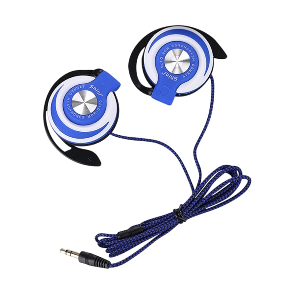 Clip-on hörlurar, subwoofer stereo trådbundna hörlurar, för 3,5 mm gränssnittsenhet Svetttålig hörlurar Blue