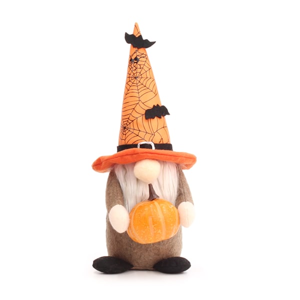 Halloween Gnome för docka Pumpa Fladdermus Spindel Mesh Plyschleksak Prydnad för Home Festival Fest Matbordsdekoration Gnom null - A