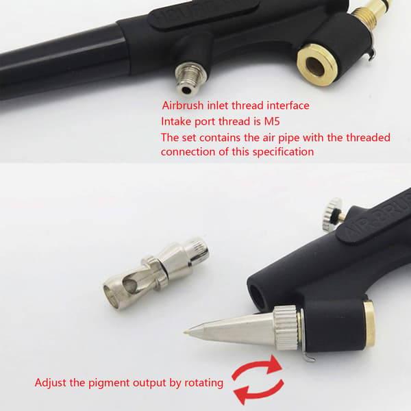 Airbrush Kit Mini Single Action Air Brush Set Siphon Feed 0.8mm Paint Spray Gun