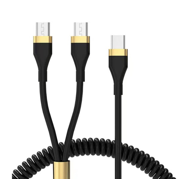 USB C til multiladekabel 2 i 1 Type-C til USB-C / Android-kabel PD-adapter Hurtigladeledning Sync Charge