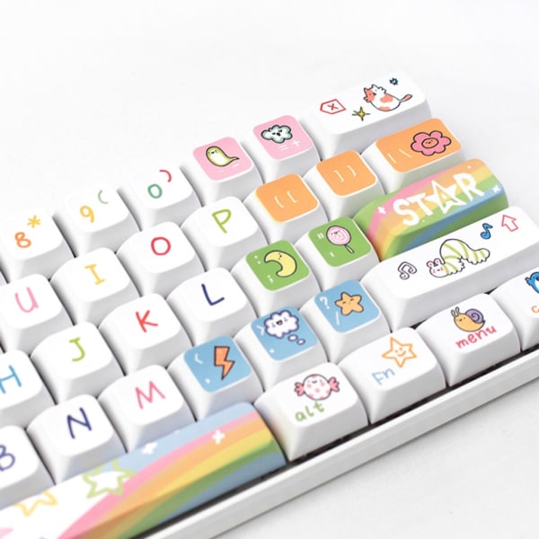 127 nycklar Keycaps XDA Profile PBT Dye-Sub Söt Cartoon Keycap Djurfest för MX-switchar Mekaniskt tangentbord DIY
