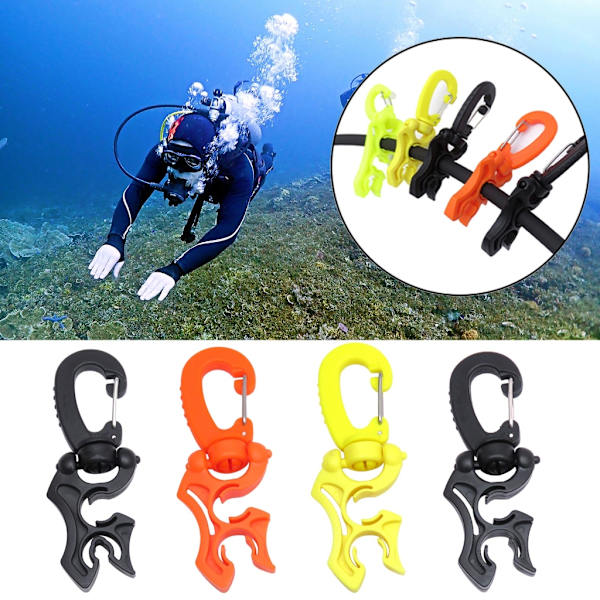 Kaksinkertainen BCD-letkun pidikeklipsi napsautettavalla soljella snorklaukseen ja sukellukseen Yellow 10x10mm