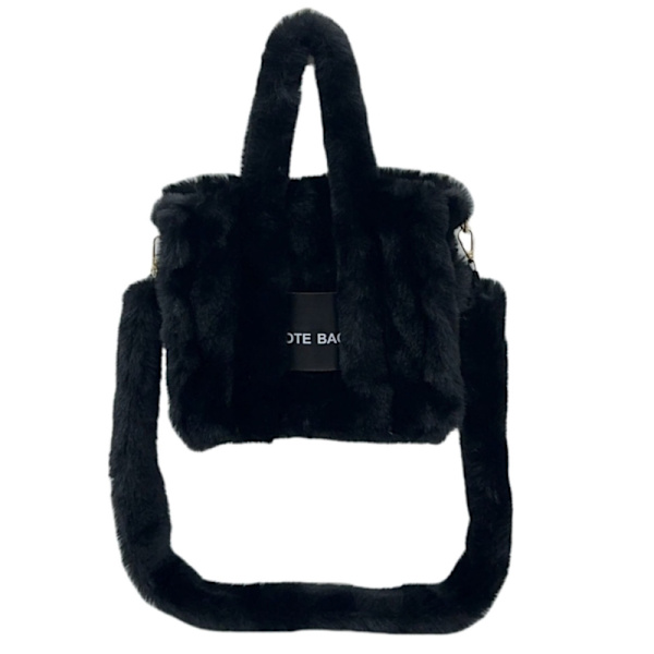 Damväskor Höst Vinter Axelväska Plysch Messenger Bag Top Handväska Handväska Black